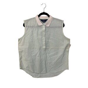 Vintage 90s Woolrich Striped Sleeveless Shirt Size XL White Green Cotton NEW